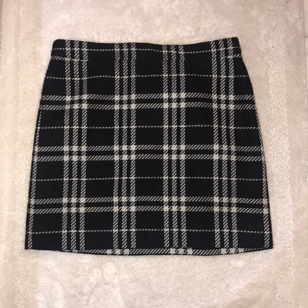 Plaid black and white J. crew skirt
